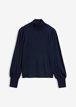 Feinstrickpullover mit Ballonärmeln in blau von vorne - bonprix