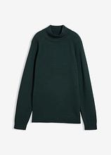 Rollkragenpullover aus reiner Baumwolle in grün von vorne - bonprix