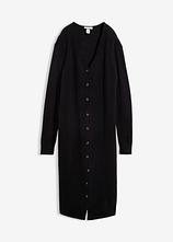 Strickkleid mit Knopfleiste in schwarz von vorne - bonprix