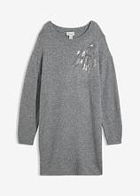 Strickkleid mit Applikation in grau von vorne - bonprix