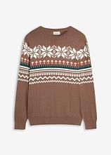 Norweger-Pullover in Regular Fit in braun von vorne - bonprix