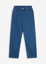 Wide-Leg-Jeans Mid Waist in blau von vorne - bonprix