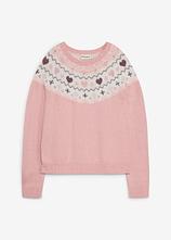 Grobstrick-Pullover in rosa von vorne - bonprix