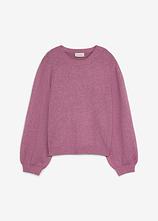 Grobstrick-Pullover mit Wollanteil in lila von vorne - bonprix