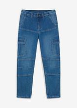 Thermo Regular-Fit-Cargojeans mit Jerseyfutter in blau von vorne - bonprix