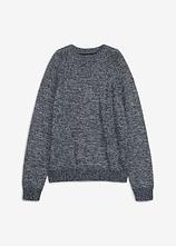 Grobstrick-Pullover in Melange-Optik in blau von vorne - bonprix