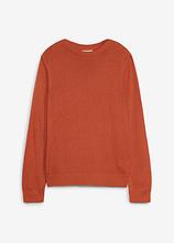 Grobstrick-Pullover mit Rundhalsausschnitt in braun von vorne - bonprix