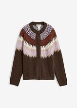 Norweger-Strickjacke aus weichem Woll-Mix in braun von vorne - bonprix