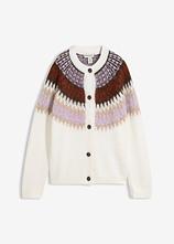 Norweger-Strickjacke in weiß von vorne - bonprix