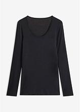Ultralight Langarmshirt mit Rundhals-Ausschnitt aus Kaschmir-Mix in schwarz von vorne - bonprix
