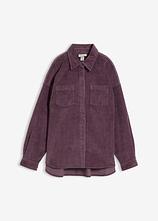 Oversize Cord-Shacket aus Baumwoll-Mix in lila von vorne - bonprix