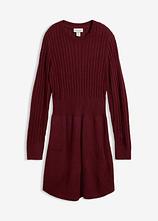 Strickkleid mit Zopfmuster in rot von vorne - bonprix