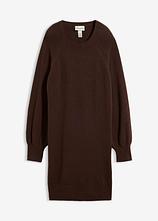 Kurzes Strickkleid mit Pufferärmeln in braun von vorne - bonprix