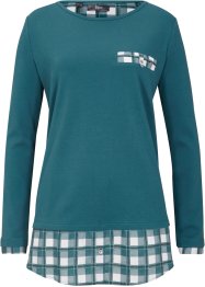 Kompakt-Baumwoll-Shirt mit Karo-Einsatz aus Viskose, bpc bonprix collection