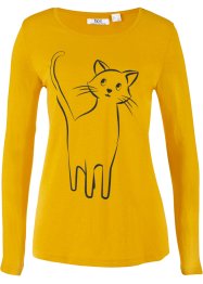 Baumwoll Langarmshirt mit Katzenprint, bpc bonprix collection