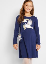 Mädchen Jerseykleid mit Tasche (2-tlg.Set) aus Bio-Baumwolle, bpc bonprix collection