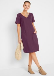 Leinen-Kleid mit V-Ausschnitt, bpc bonprix collection