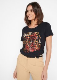 T-Shirt mit Print und Glitzersteinen, bpc selection
