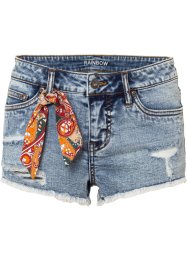 Jeans-Shorts mit Tuch-Detail, RAINBOW
