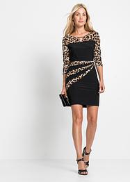 Jerseykleid mit Leoprint Details, BODYFLIRT boutique