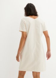 Knielanges Kleid mit Leinen und V-Ausschnitt, Halbarm, bpc bonprix collection