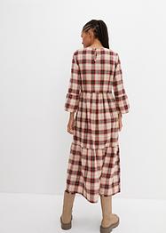 Ausgestelltes Midi-Kleid aus Flanell mit Volants, bpc bonprix collection