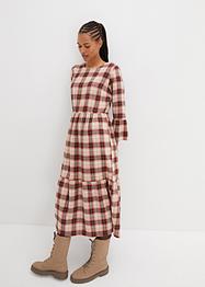Ausgestelltes Midi-Kleid aus Flanell mit Volants, bpc bonprix collection