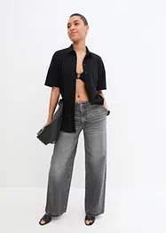 Wide Leg Jeans Mid Waist, Stretch, bonprix