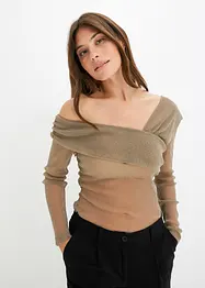 Transparentes Langarmshirt aus Glitzer-Mesh, bonprix