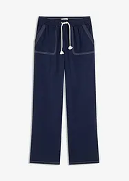 Hose mit Kordel und Kontrastnähten aus leichtem Twill, bonprix