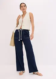 Hose mit Kordel und Kontrastnähten aus leichtem Twill, bonprix