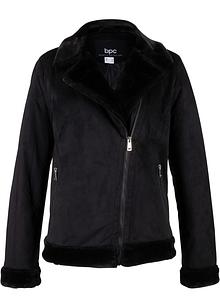 Modern gefütterte Lederimitat Jacke schwarz Modern gefütterte Lederimitat Jacke schwarz