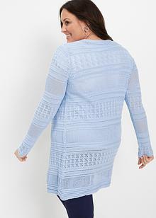 Sweater Neu Mode Damen Pullover Blau 46//48 Chenille Pulli Kette