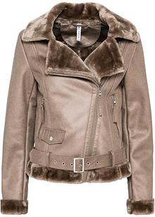 Modern gefütterte Lederimitat Jacke schwarz Modern gefütterte Lederimitat Jacke schwarz