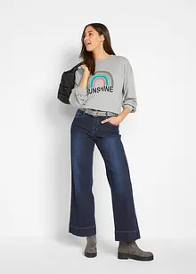 Wide Leg Jeans Mid Waist, Stretch, bonprix