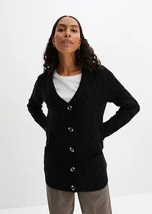 Longstrickjacke mit Schalkragen und Zopfmuster, bonprix