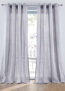 Schwerer Jacquard-Vorhang mit edlen Ornamenten - grau, Ösen
