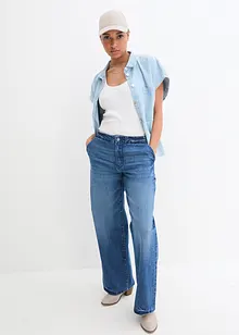 Wide Leg Jeans Mid Waist, Stretch, bonprix