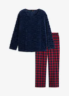 Fleece Pyjama mit Flanellhose, bonprix