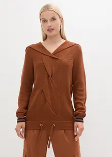 Pullover mit Kapuze und raffiniertem Zopfmuster, bonprix