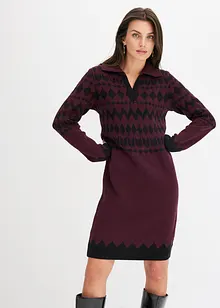 Strickkleid mit Jacquard-Muster und Kragen, bonprix