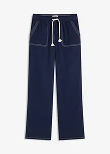 Hose mit Kordel und Kontrastnähten aus leichtem Twill, bonprix