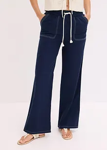 Hose mit Kordel und Kontrastnähten aus leichtem Twill, bonprix