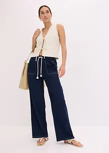 Hose mit Kordel und Kontrastnähten aus leichtem Twill, bonprix