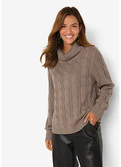 Rollkragenpullover mit Zopfmuster, bonprix