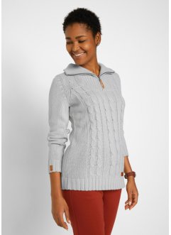 Troyer Pullover mit Zopfmuster, bpc bonprix collection