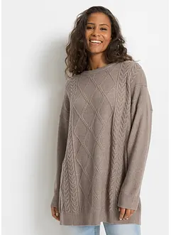 Oversize-Pullover mit Zopfmuster, bonprix