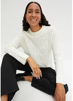 Rundhals-Pullover mit Zopfmuster, bonprix