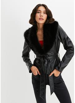 Lederimitat-Jacke mit Fellimitat, BODYFLIRT