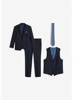 Anzug Slim Fit (4-tlg.Set): Sakko, Hose, Weste, Krawatte und Einstecktuch